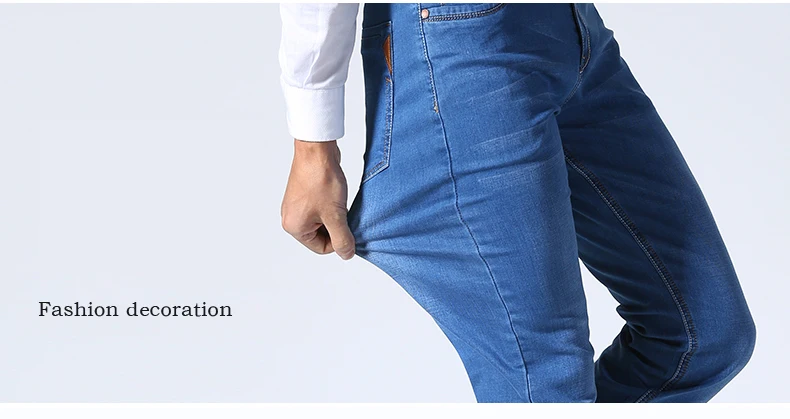 2019 новые летние для мужчин тонкий свет джинсы для женщин бизнес повседневное стрейч изящные джинсы из хлопчатобумажной ткани светло