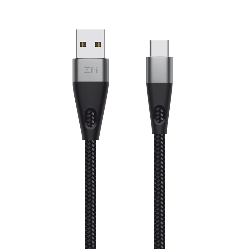 ZMI прочный кабель типа C AL706 USB C Быстрая зарядка Премиум нейлон PP плетеный рукав кабель ультра-прочный для xiaomi и т. Д - Цвет: Черный