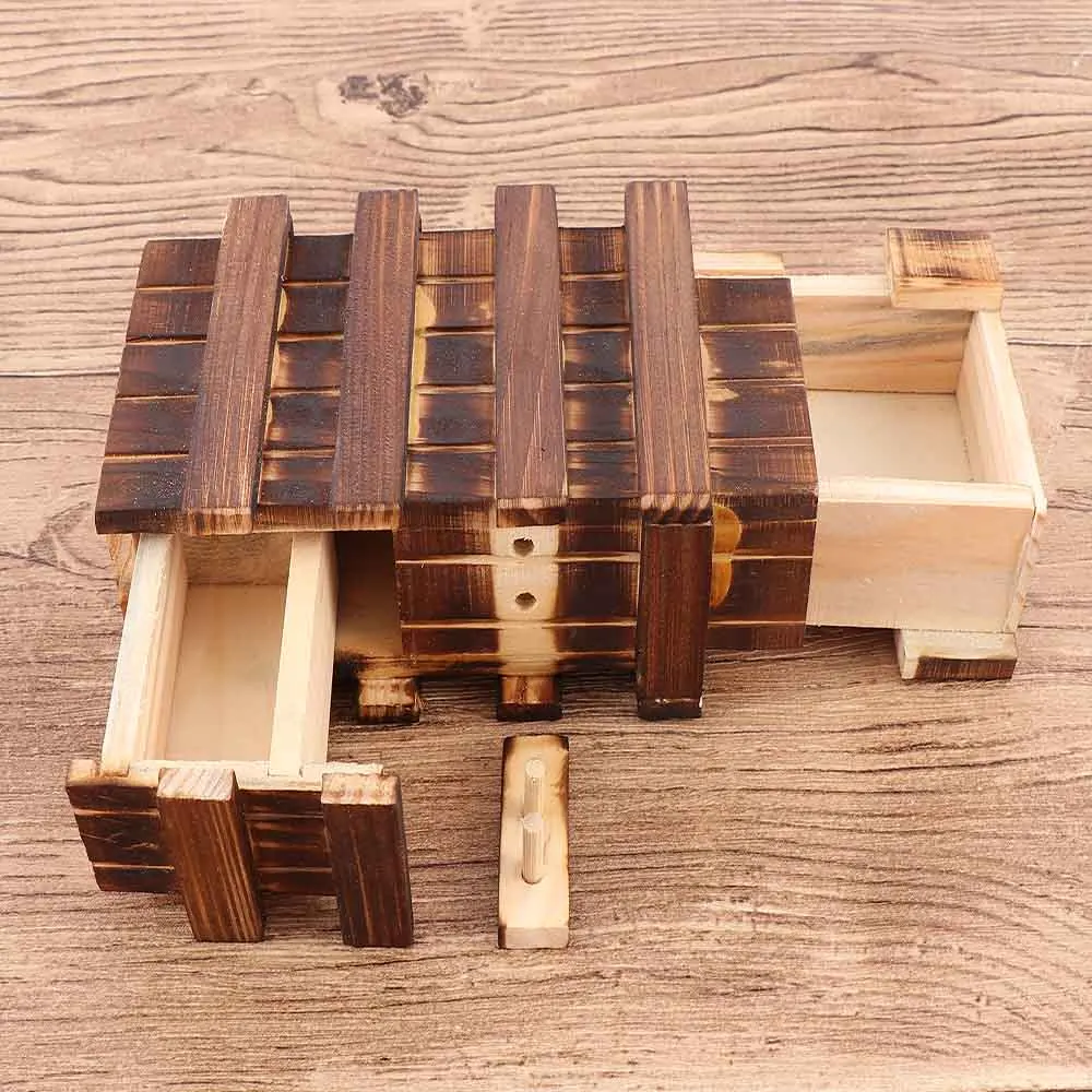 Vintage Wooden Puzzle Box Secret Drawer Magic Compartment Brain Teaser Wooden Toys Puzzles Boxes Kids Wood Toy Gift
