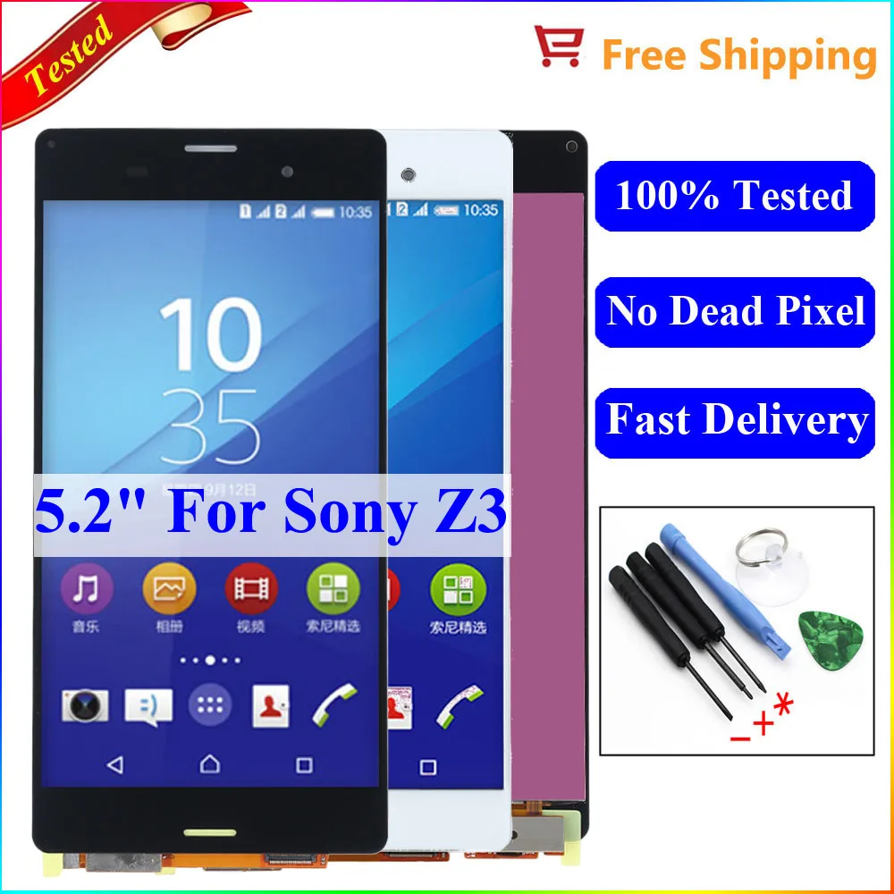 

5.2" For Sony Xperia Z3 lcd L55t D6603 D6643 D6653 Display touch screen digitizer Assembly Screen For xperia z3 lcd D6603
