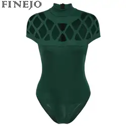FINEJO Купальники Модные Стильные Для женщин сексуальная цельный бикини с высокой горловиной одноцветное Bodycon новый купальник