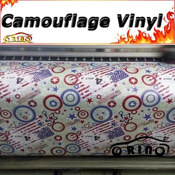 

US American Flag Sticker Wrap Camouflage Vinyl Film StickerBomb Motorcycle Truck Car Wrapping Sheet Sticker Bomb Wraps