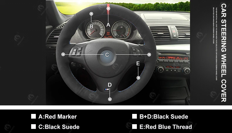 MEWANT-Black-Suede-Car-Steering-Wheel-Cover-for-BMW-M3-2009-2013-6