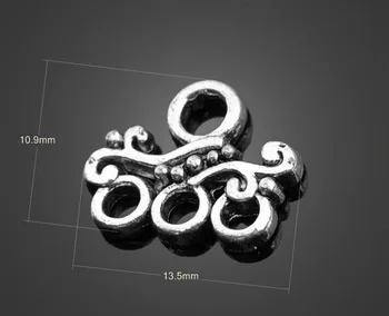 

200pcs Antique Silver 4 Holes Connector Pendants Charm-DIY Findings Bracelet Earrings Metal Fashion Accessories 13.5mm X 10.9mm