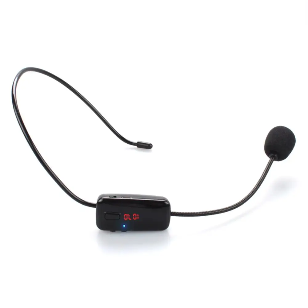 F08V с креплением на голову FM беспроводной микрофон для учителя/гида микрофон для учителя головной износ микрофон - Цвет: Черный