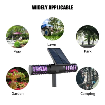

Solar Powered Bug Zapper Electronic LED Light Pest Insect Mosquito Killer Lamp Waterproof Fly Pests Catcher Lamp Outdoor Garden Lawn