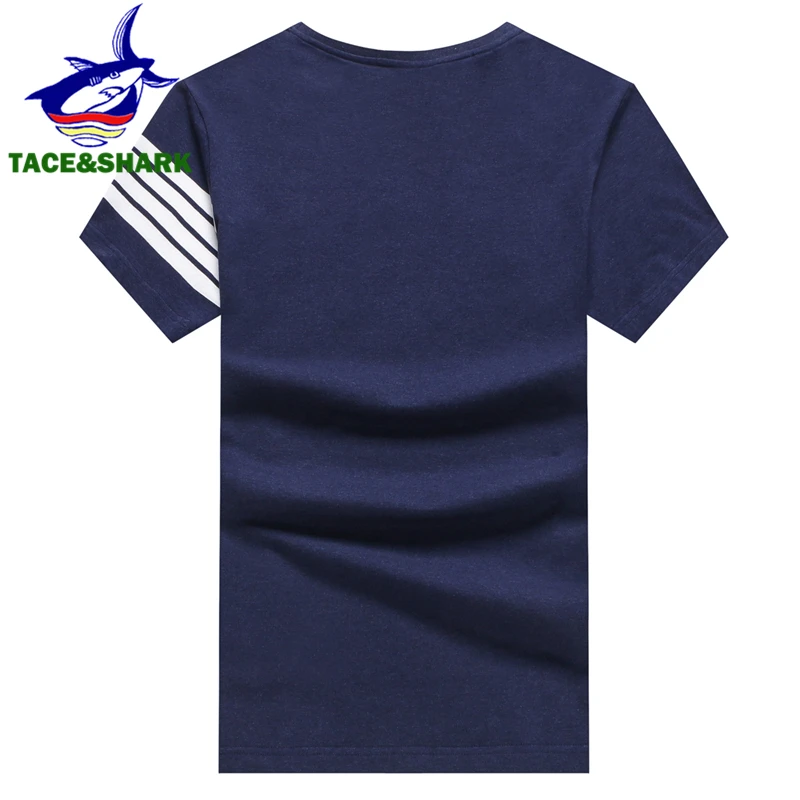 TACE & SHARK брендовая летняя футболка мужская с вышивкой акулы короткий рукав тонкая