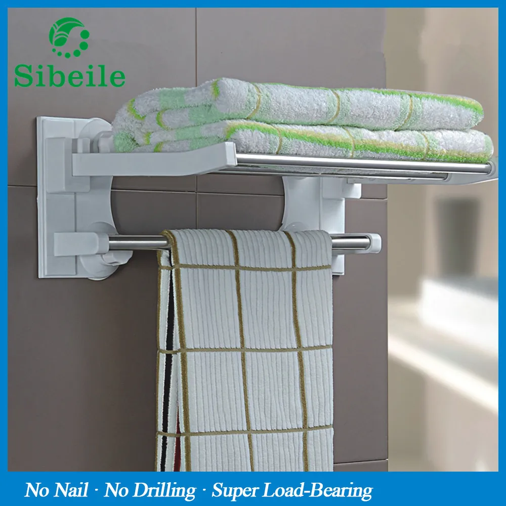 SBLE Wall mounted suction cup single layer bathroom towel rack with bar