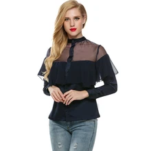 Casual Pura Otoño Peplum de Manga Larga de Las Mujeres Blusa Femenina Camisa Púrpura Señora Túnica Femme Femininas Ropa Ropa Femenina Superior