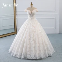 Fansmile, новинка, Vestidos de Novia, винтажное бальное платье принцессы, Тюлевое свадебное платье, качество, кружевное свадебное платье невесты, FSM-521F