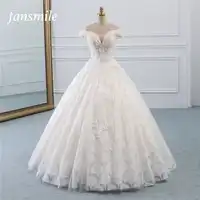 Fansmile 新 Vestidos デ · ノビアヴィンテージ王女夜会服チュールのウェディングドレス 2019 品質のレースのウェディング花嫁ドレス FSM-521F