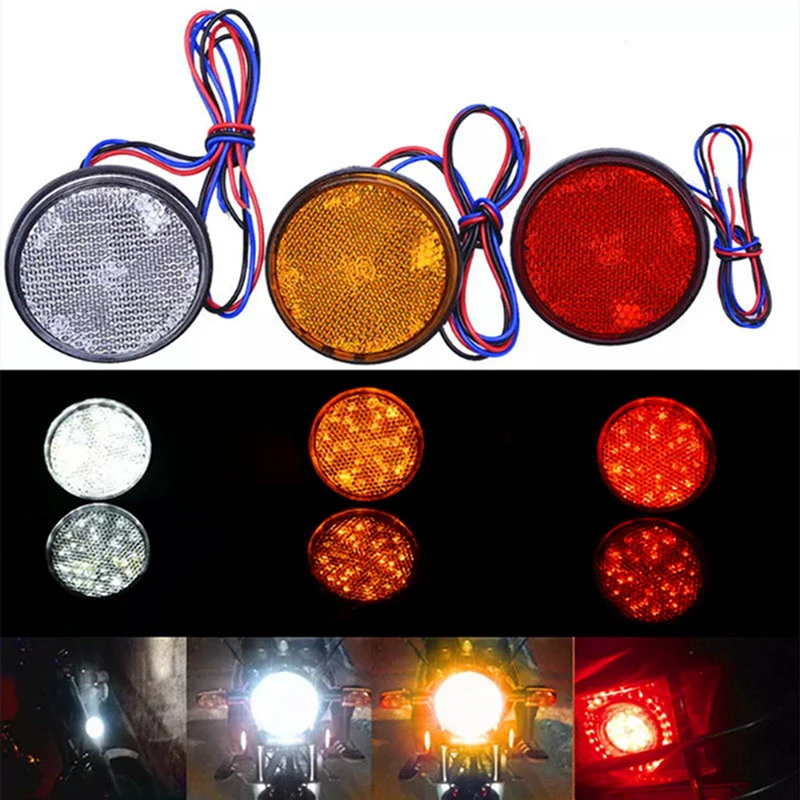 

1Pcs Car Motorcycle Round 24 LED Brake Turn Signal Stop Tail Lights Bulbs Reflectors