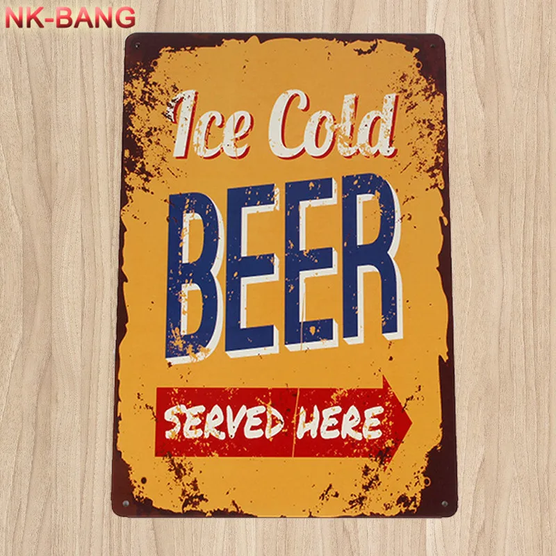 Cold Beer Vintage Poster Metal Pub Bar Wall Plaque Retro Tin Signs