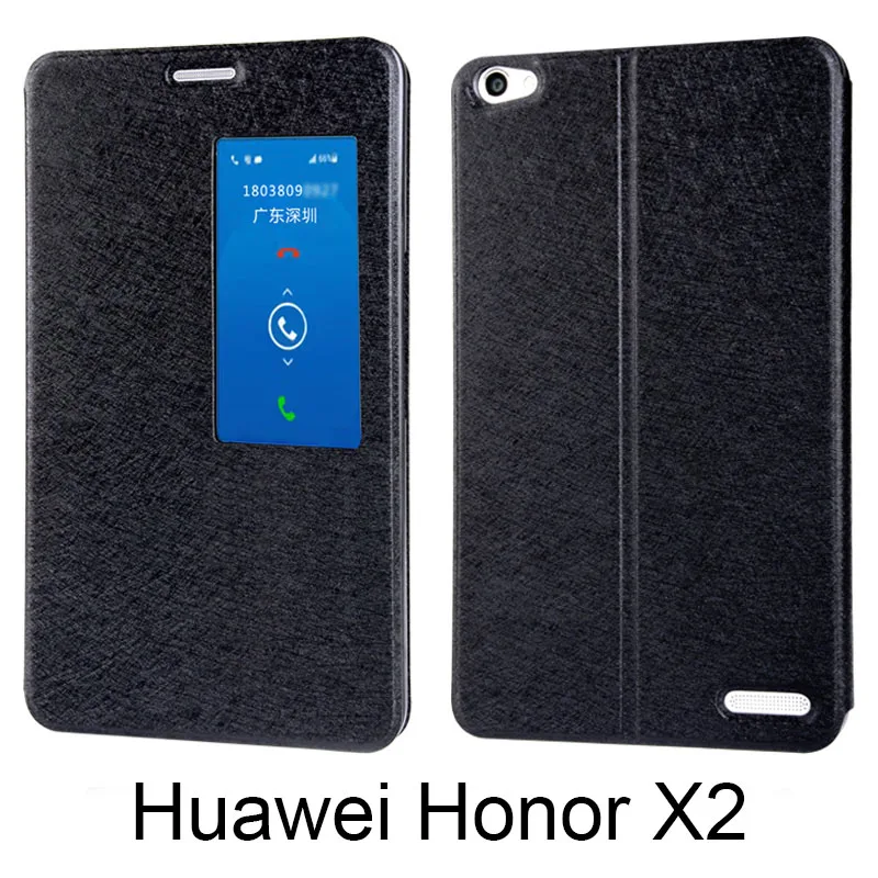 Для huawei honor X2 MediaPad X2 откидная крышка Обложка на заднюю панель из искусственной кожи Смарт-окно шелковая текстура 7," умный чехол для сна
