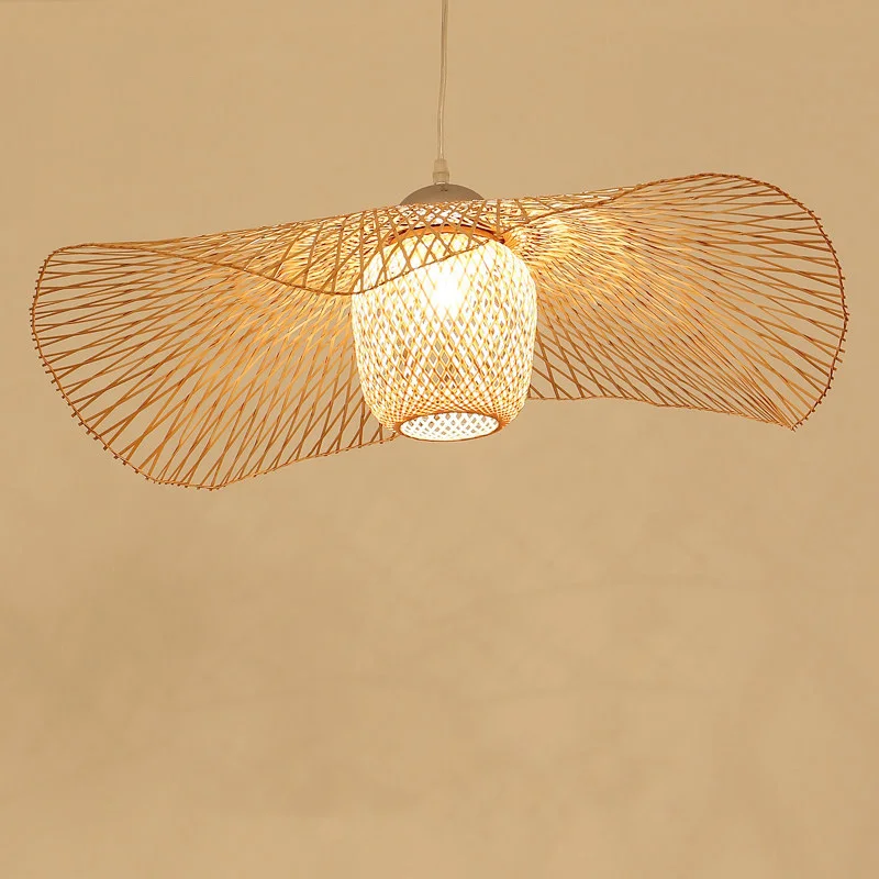 New Chinese Bamboo weaving Wicker Rattan Shade Cap Ceiling Light E27 lamps lanterns living room hotel restaurant aisle Lamp