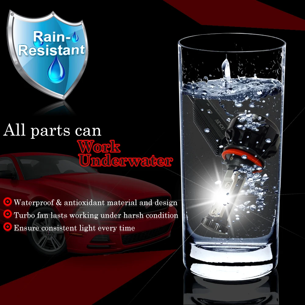 CNSUNNYLIGHT 10000LM Super Bright Car LED Headlight Kit H7 H11/H8/H9 9005/HB3 9006/HB4 9012 Replace Bulb w/ Anti-Dazzle Beam