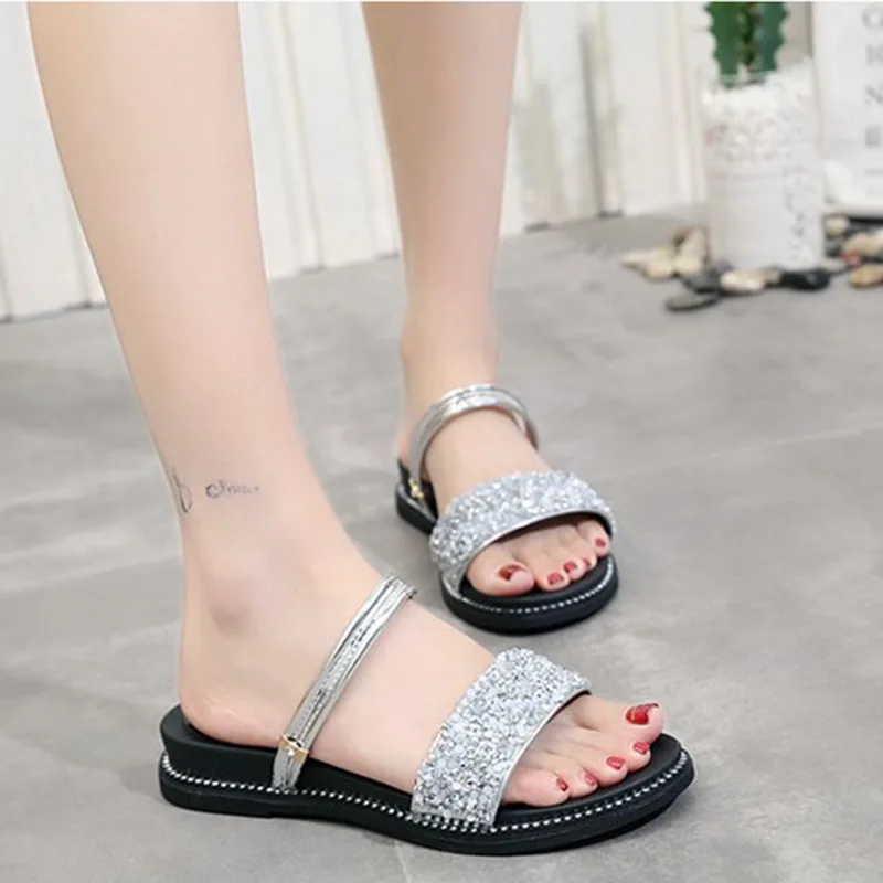 

Bling Platform Women Flats Sandals Summer Sequins Women Shoes Open Toe Flip Flops Slides Shoes Women's Beach Slippers