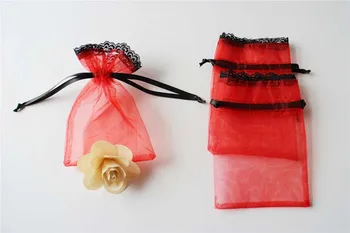 

lace Organza OEM ribbon Logo Organza Gift Candy Bags Jewellry Package Pouch