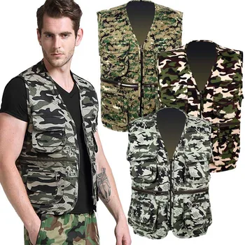 

Camoulfage Pocket Vest for Men Spring Summer Military Army Style Plus Size Waistcoat Travel Vest Male Clothes