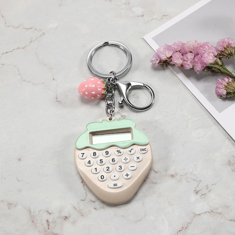 

Fruit Key Ring Little Strawberry Car Keychain Cute Calculator For Women Car Interior Decoration