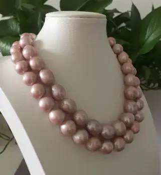 

single strands 14-15mm freshwater baroque lavender pearl necklace 38"925silver