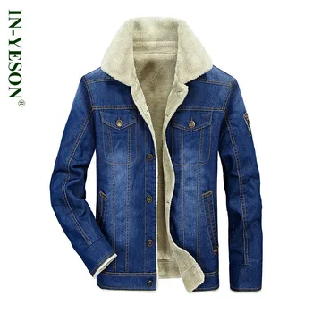 

2017 New Autumn Winter Men's Fur Jeans Jacket Coat Fashion Retro Thicken Warm Fleece Denim Jacket Men jaqueta masculino