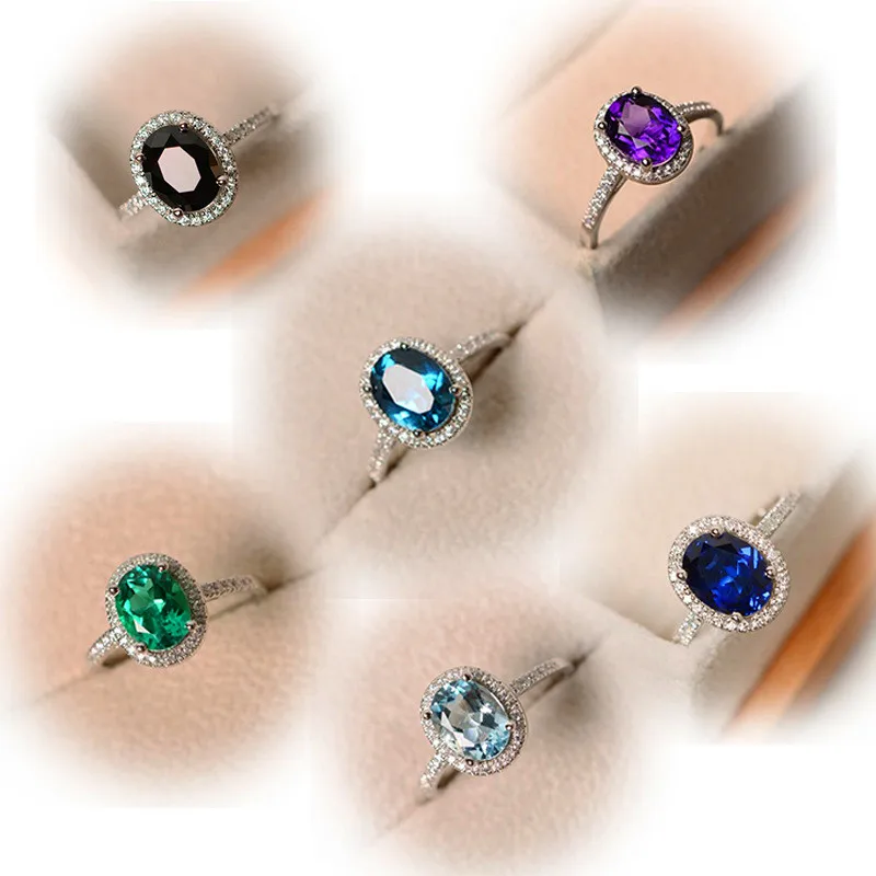 Симпатичные женские домашние туфли, украшенные кристаллами cz камень циркон кольцо 925; Цвета: серебристый, фиолетовый, зеленый, голубой, кольцо обручальное кольцо ювелирные изделия обещание Обручение кольца для Для женщин