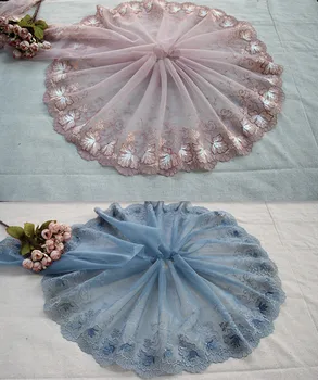 

9" 23cm wide 2Yards/lot Embroidered Tulle Lace Trim ~Wonderful Feeling~,Garden Flower Lace