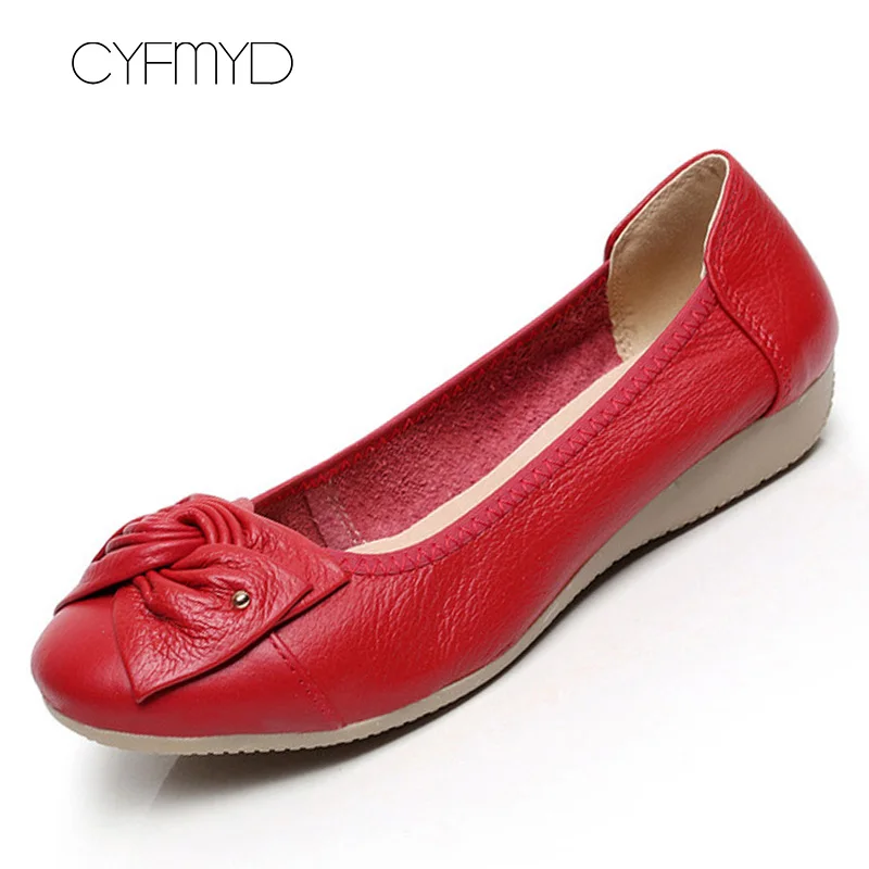 Большие размеры 41/42/43; обувь на плоской подошве; женская повседневная обувь с узлом; женские удобные мокасины из натуральной кожи без застежки; женская обувь - Цвет: Red