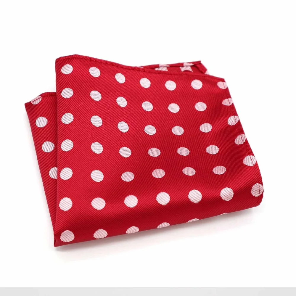 F056 классический Для мужчин платок Винтаж шёлковый жаккардовый тканый Hanky красный горошек карман квадрат 25*25 см Свадебная вечеринка