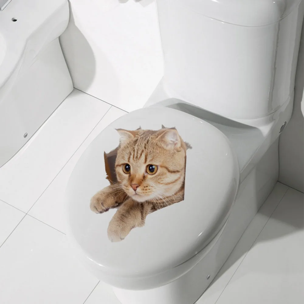 

High Quality Wall Sticker Removable Waterproof 3D DIY Cat Decals Adhesive Wall Stickers Non-Toxic Toilet Fridge Door Decoration