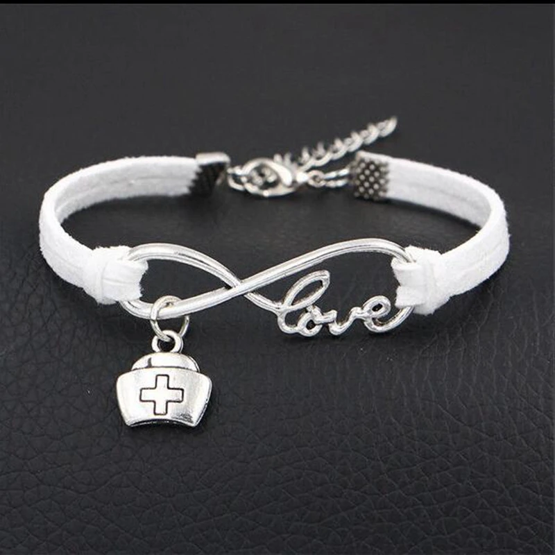 

Nurse Doctor Medicine Box Charm Silver Unisex Jewelry Pendants Infinity Love Leather Bracelet Mixed Color Velvet Rope Bracelet