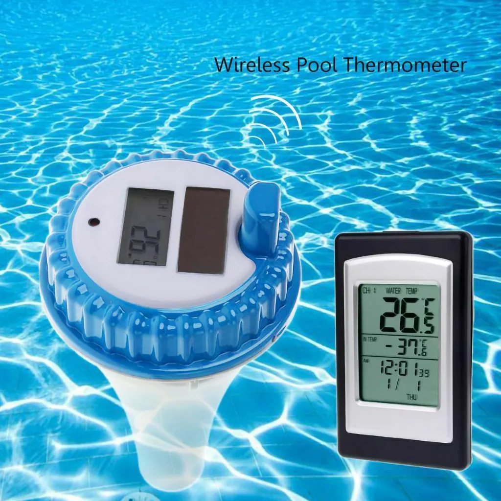 

Solar Energy Digital Wireless Swimming Pool Thermometer SPA Floating Temperature Meter Time Alarm Spa Hot Tub Supplies