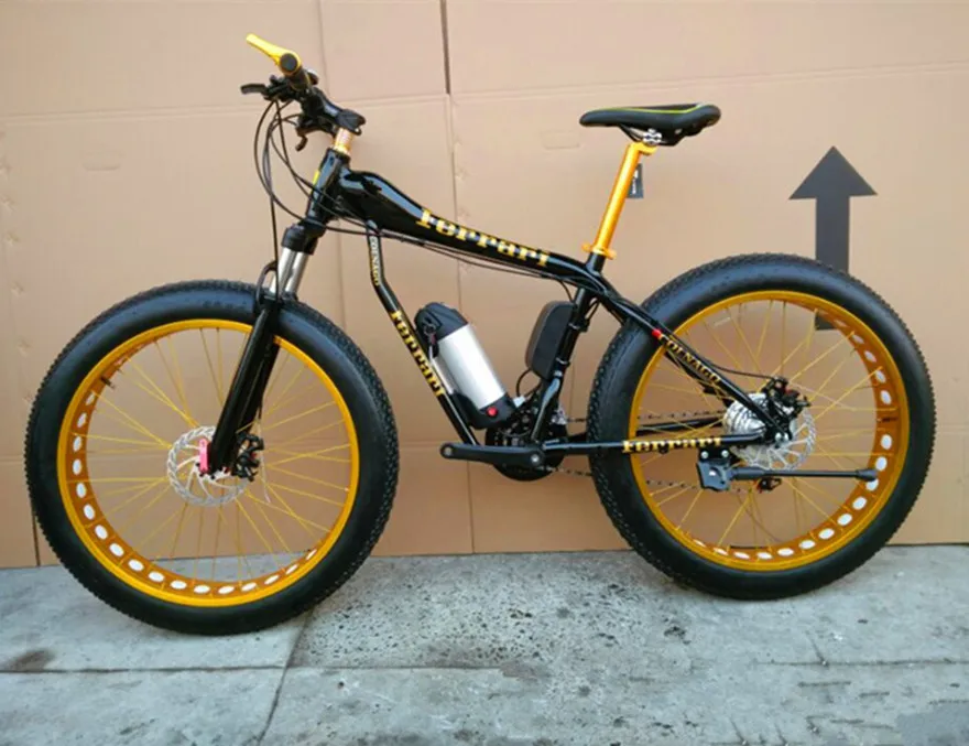 electric fat bike 36v 350w lithium yellow
