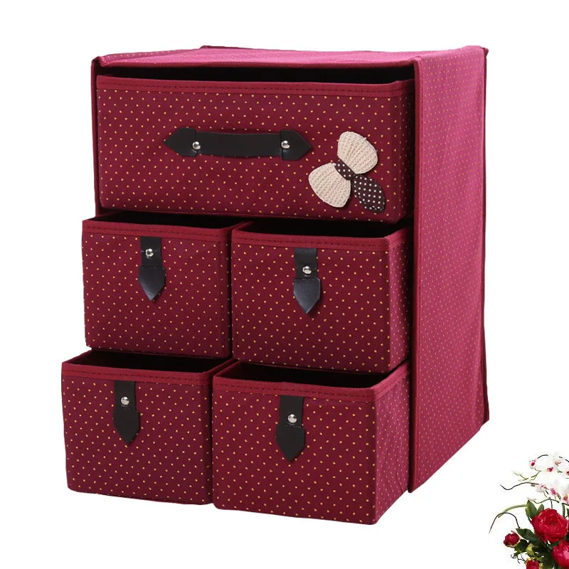 

Non-Woven Folding 5 Pull Underwear Bra Storage Box Multi-Color Drawer Organizer Underwear Box Scarf Socks bra Finishing box