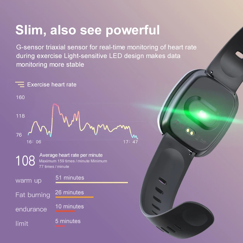 GMOVE Smart Watch Waterproof GT103 Blood Pressure Fitness Tracker Sleep Monitor Music Control Full Screen Touch PK mi band 4 3