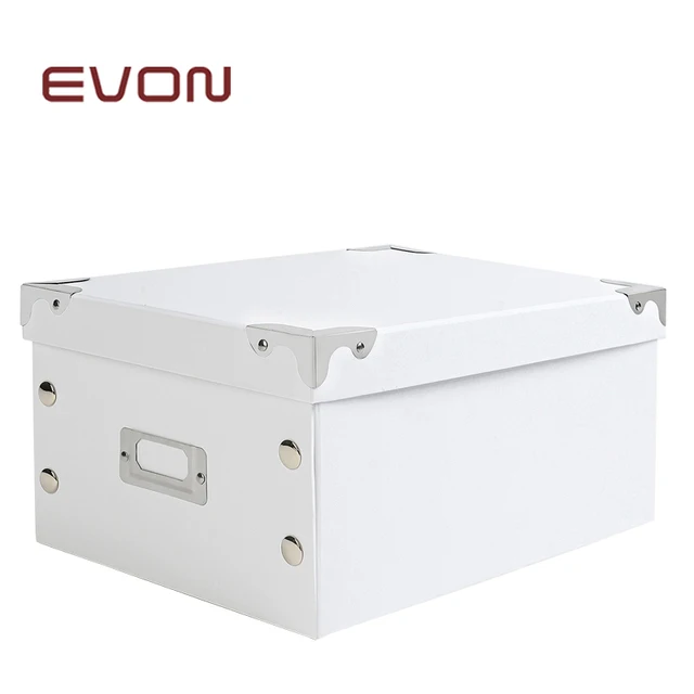 Lidded Foldable With Tag Slot White Office Storage Box Organizer 32 Lidded Foldable With Tag Slot White Office Storage Box Organizer 32 23 15cm