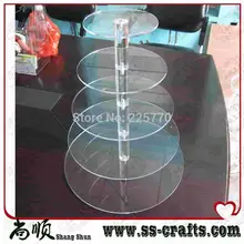 Круглый украшения 5 трехъярусная акриловая Свадебная стойка для кексов