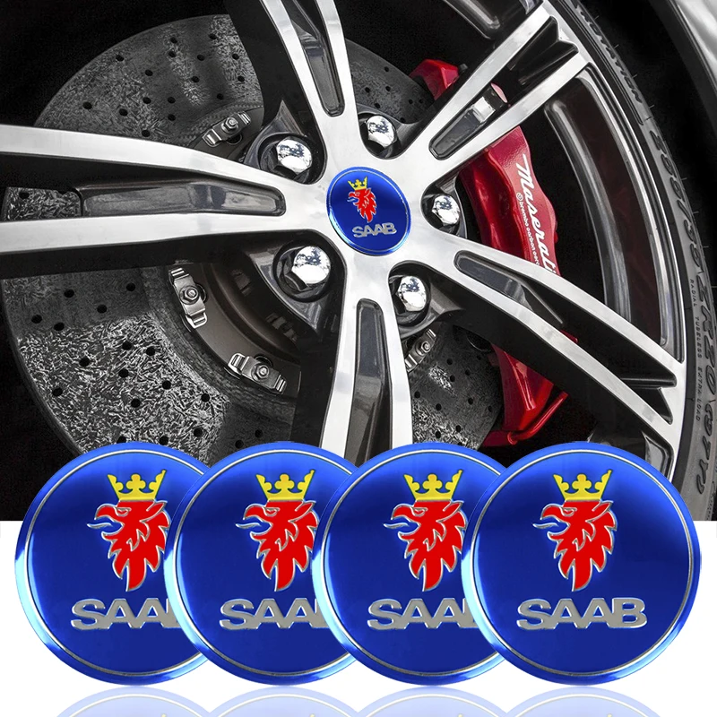 

4Pcs/lot 56mm Car Styling Car Rim Center Wheel Hub Cap Sticker For SAAB Aero X 9-3 9-5 9-7X SCANIA Chaveiro Auto Accessories
