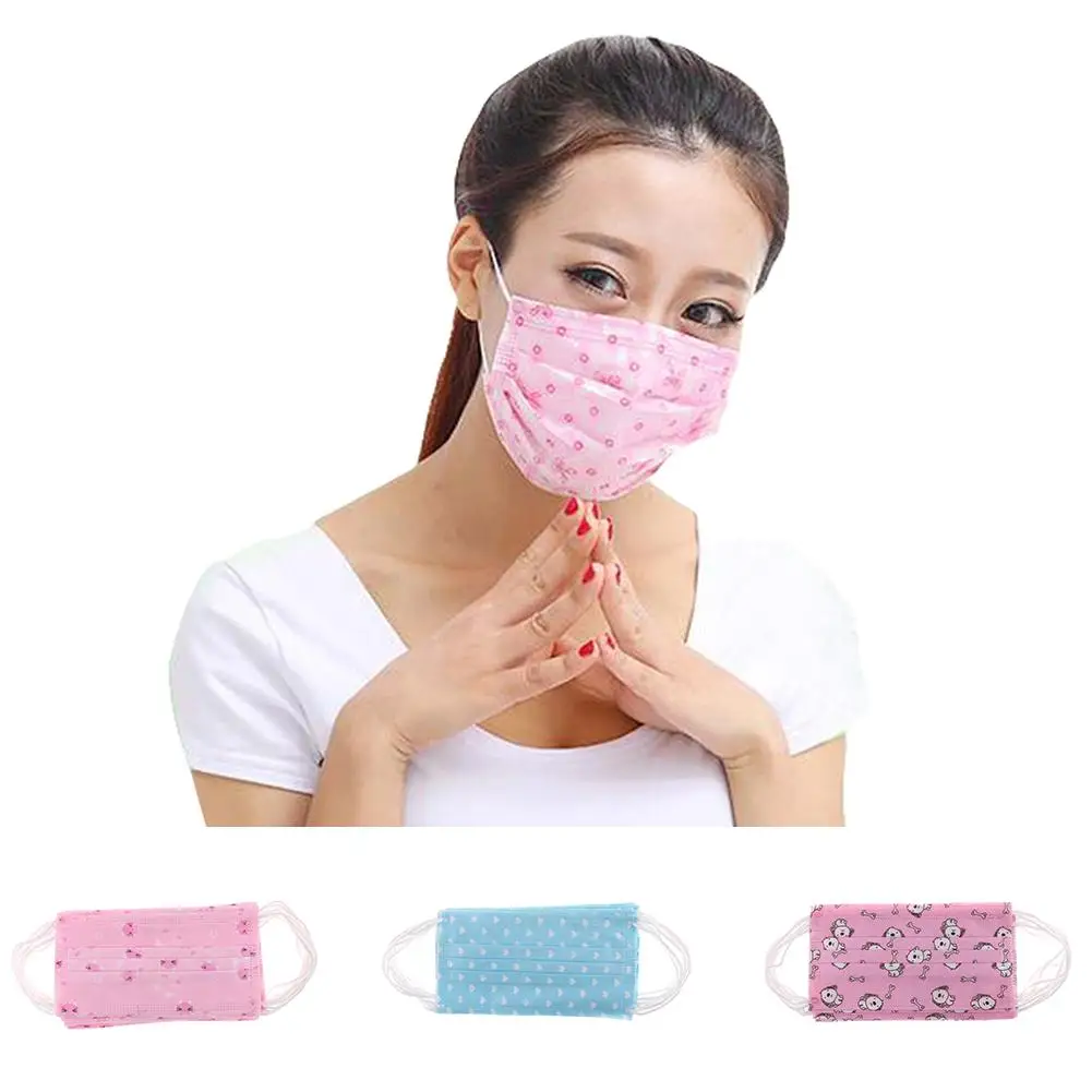 

10Pcs Cute Women Disposable Medical Surgical Dust Ear Loop Face Mouth Masks new