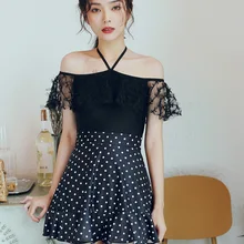 Цельный купальник пуш-ап, женский купальник, плюс размер, сексуальный черный кружевной край, юбка для женщин, животные, полиэстер, Sierra Surfer One