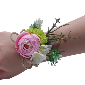 

Free Shipping Wrist Flower Wedding Decorative Artificial Flower Event and Party Flower Props Bride Bridesmaid Wrist Flower