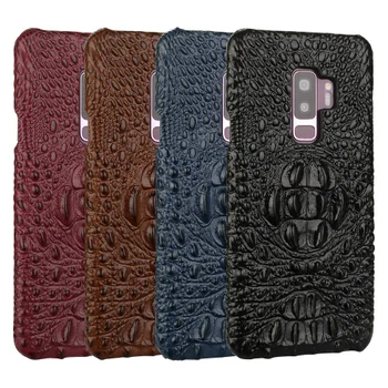 

HYYGEDeal Genuine Leather Crocodile head phone cases cover for Samsung galaxy S8 Plus S9 Plus S10 Plus Note 8 Note 9