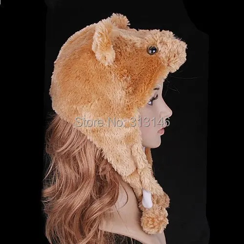 Мультяшная плюшевая Шапка-бини с изображением коричневого полярного медведя, зимняя шапка для взрослых, женщин, мужчин, детей, детей, мальчиков и девочек, теплый пушистый костюм
