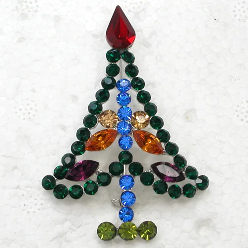 Colorful Rhinestone Christmas tree Pin brooches jewelry gift C551 E | Украшения и аксессуары