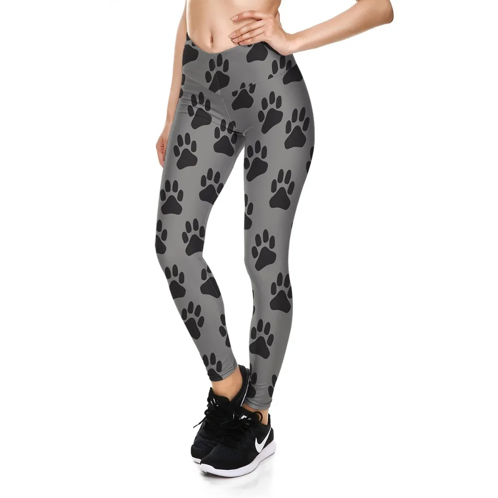 Neue Welpen Hund Fußabdrücke 3D Drucke V Hohe Taille Fitness Workout Push-Up Frauen Leggings Schlank Sexy Weibliche Bleistift Hosen