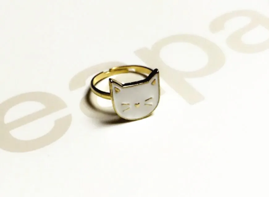 white cat ring Timlee H072 милый мультфильм белый и черный Кот металлические заколки для волос Заколки торговля аксессуарами для волос - Окраска металла: white cat ring