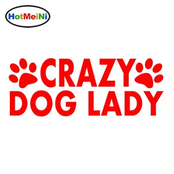 

HotMeiNi Wholesale Car Styling Crazy Dog Lady Car Sticker Funny Nude Family Vinyl for Car Window Decal Truck Gift Cute 18*6 cm