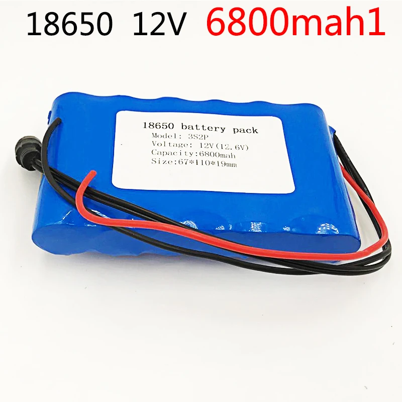 

Free Shipping 3S BMS 11.1V 6.8Ah 12.6V 6800 mAh 12V Portable Rechargeable Lithium Battery CCTV Monitor Hunting Flashlight