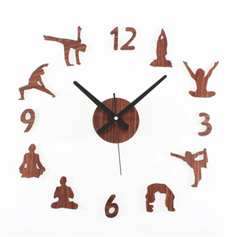 Creative yoga wall clock for living room DIY acrylic quartz wall clock